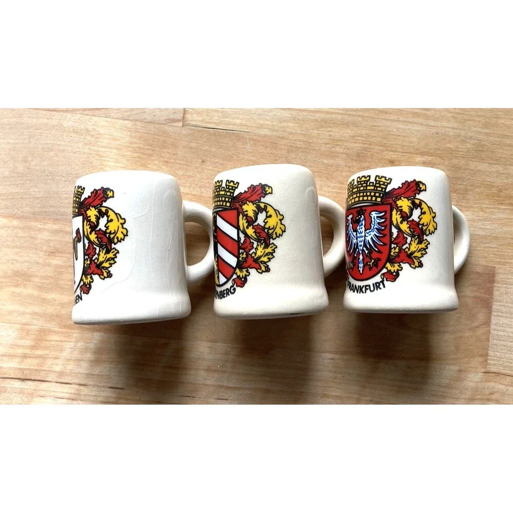 Mini German Beer Steins Set of 3 Rare Vintage Munchen, Frankfurt  & Nurnberg EC